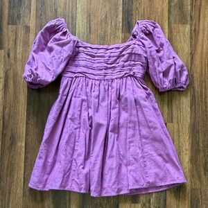 Abercrombie & Fitch Emerson Linen Puff Sleeve Mini Dress